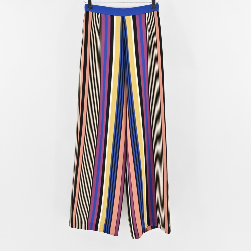 BADGLEY MISCHKA Pants Womens Size‎ 4 Multicolor Stripe Print Wide Leg Maximalist